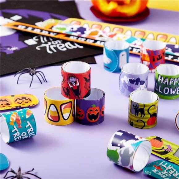 48 PCS Halloween Slap Bracelets for Kids, Friendship Bracelets Bulk - Picture 7 of 8